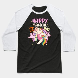 Happy Pi Day Magical Rainbow Unicorn with Pastel Cutie Pi Baseball T-Shirt